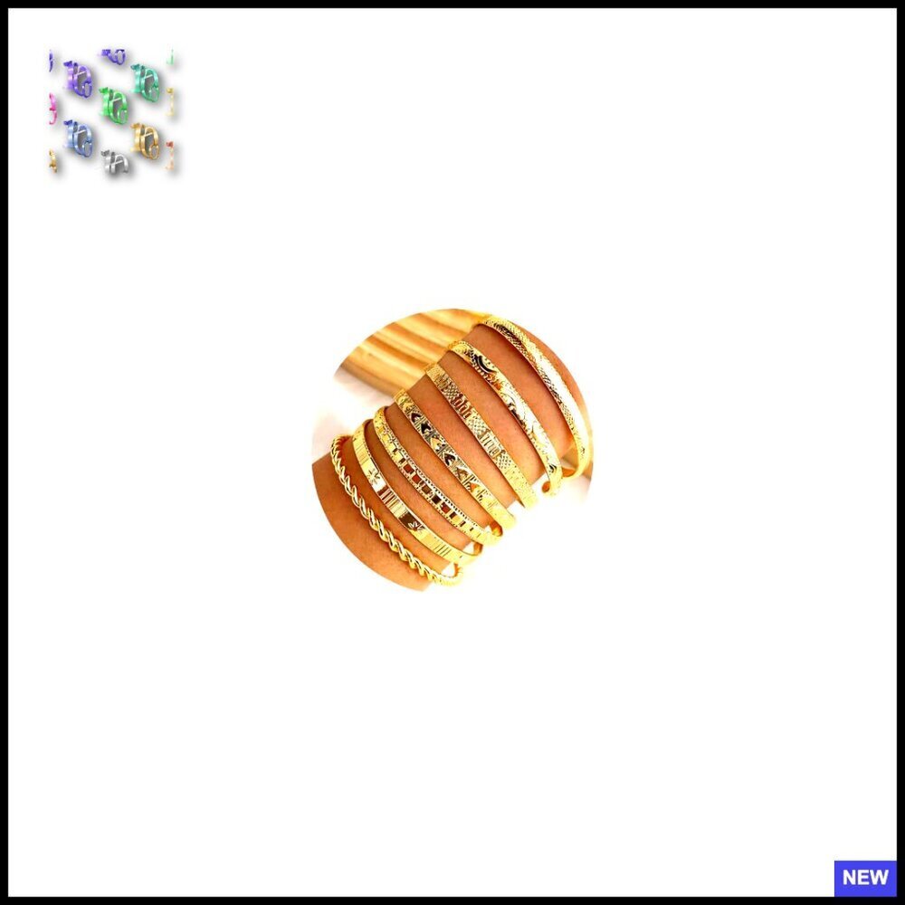 Boho Gold Bangle Cuff Bracelet Set Vintage Layered Stackable Adjustable